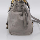 Miu Miu Vitterodino Side Ribbon Hand Bag Leather Gray Gold RN0893 Auth am13049V-5