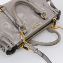 Miu Miu Vitterodino Side Ribbon Hand Bag Leather Gray Gold RN0893 Auth am13049V-7
