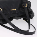 Miu Miu Side Ribbon Shoulder Bag Leather Black Gold Tone Auth am13050V-7
