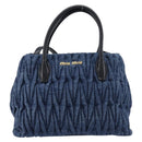 Miu Miu Denim Matelasse Hand Bag 2way Blue Gold Tone 5BG069 Auth am13051V-2