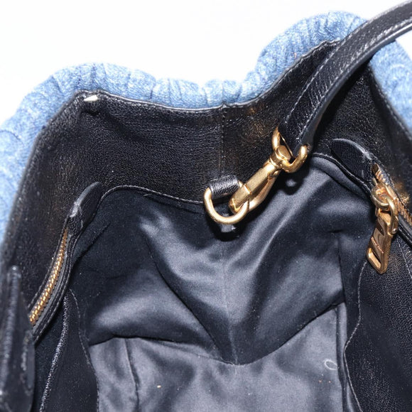 Miu Miu Denim Matelasse Hand Bag 2way Blue Gold Tone 5BG069 Auth am13051V