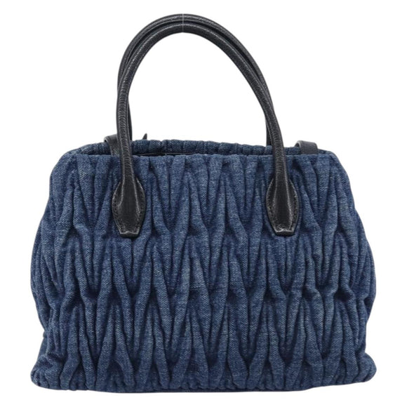Miu Miu Denim Matelasse Hand Bag 2way Blue Gold Tone 5BG069 Auth am13051V