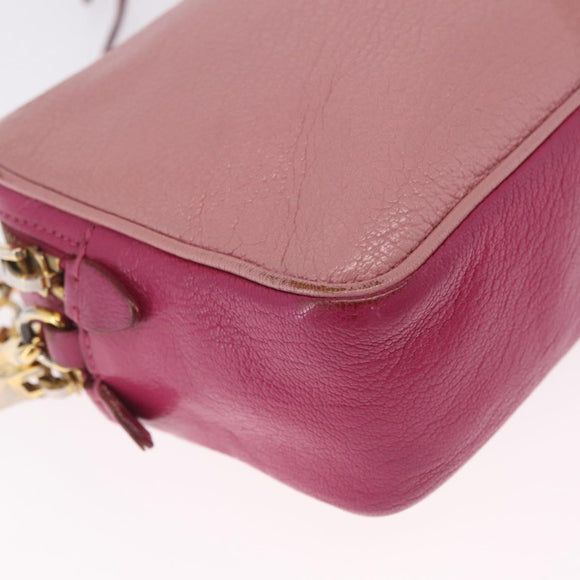 Miu Miu Shoulder Bag Leather Pink Gold Tone Auth am13053A