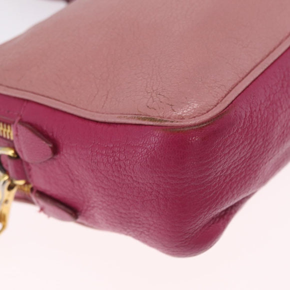 Miu Miu Shoulder Bag Leather Pink Gold Tone Auth am13053A