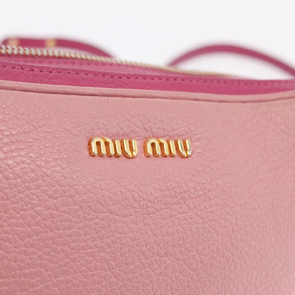 Miu Miu Shoulder Bag Leather Pink Gold Tone Auth am13053A