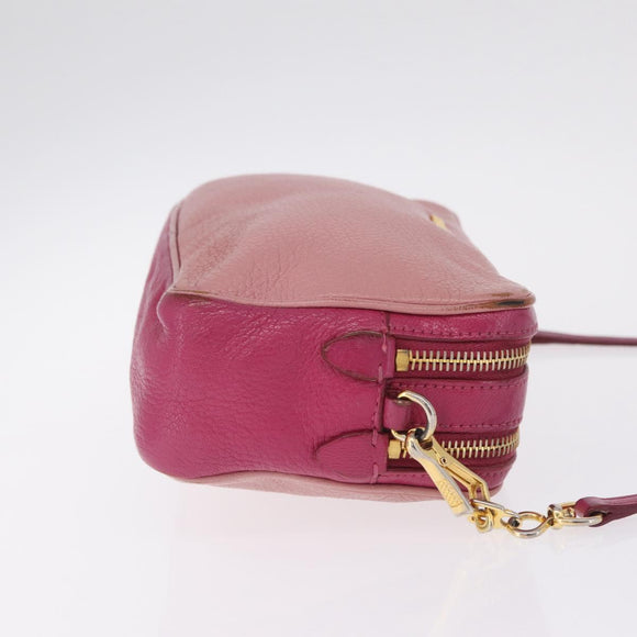 Miu Miu Shoulder Bag Leather Pink Gold Tone Auth am13053A