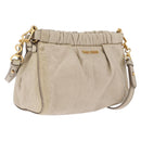 Miu Miu Shoulder Bag Leather Beige Gold Tone Auth am13054A-1