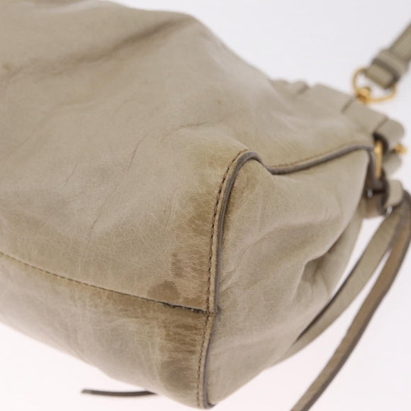 Miu Miu Shoulder Bag Leather Beige Gold Tone Auth am13054A