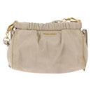 Miu Miu Shoulder Bag Leather Beige Gold Tone Auth am13054A-2