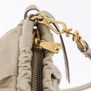Miu Miu Shoulder Bag Leather Beige Gold Tone Auth am13054A-21