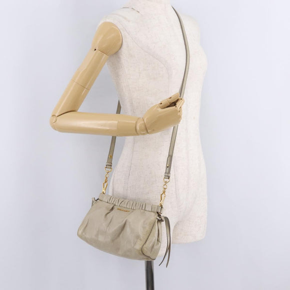 Miu Miu Shoulder Bag Leather Beige Gold Tone Auth am13054A