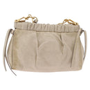 Miu Miu Shoulder Bag Leather Beige Gold Tone Auth am13054A-3