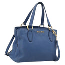 Miu Miu Vittello Caribbean Hand Bag Leather Blue Gold Tone RN0757 Auth am13055A-1