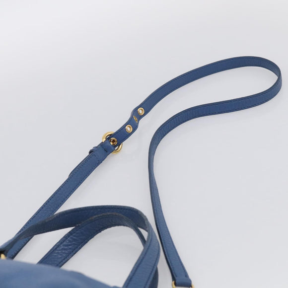 Miu Miu Vittello Caribbean Hand Bag Leather Blue Gold Tone RN0757 Auth am13055A