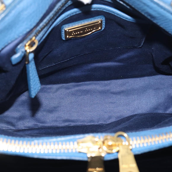 Miu Miu Vittello Caribbean Hand Bag Leather Blue Gold Tone RN0757 Auth am13055A