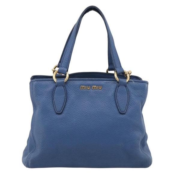 Miu Miu Vittello Caribbean Hand Bag Leather Blue Gold Tone RN0757 Auth am13055A