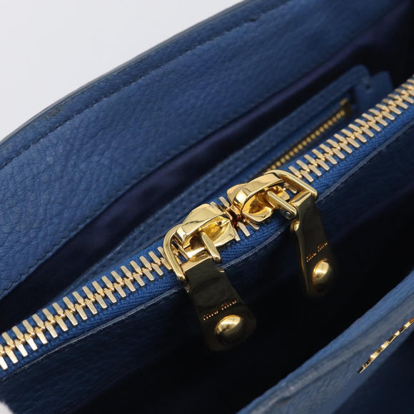 Miu Miu Vittello Caribbean Hand Bag Leather Blue Gold Tone RN0757 Auth am13055A