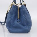 Miu Miu Vittello Caribbean Hand Bag Leather Blue Gold Tone RN0757 Auth am13055A-5