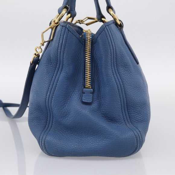 Miu Miu Vittello Caribbean Hand Bag Leather Blue Gold Tone RN0757 Auth am13055A