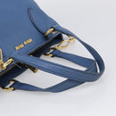 Miu Miu Vittello Caribbean Hand Bag Leather Blue Gold Tone RN0757 Auth am13055A-7