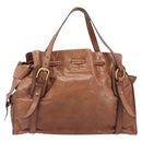 Miu Miu Side Ribbon Shoulder Bag Leather Brown Gold Tone Auth am13058V-2