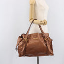Miu Miu Side Ribbon Shoulder Bag Leather Brown Gold Tone Auth am13058V-24