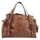 Miu Miu Side Ribbon Shoulder Bag Leather Brown Gold Tone Auth am13058V-3
