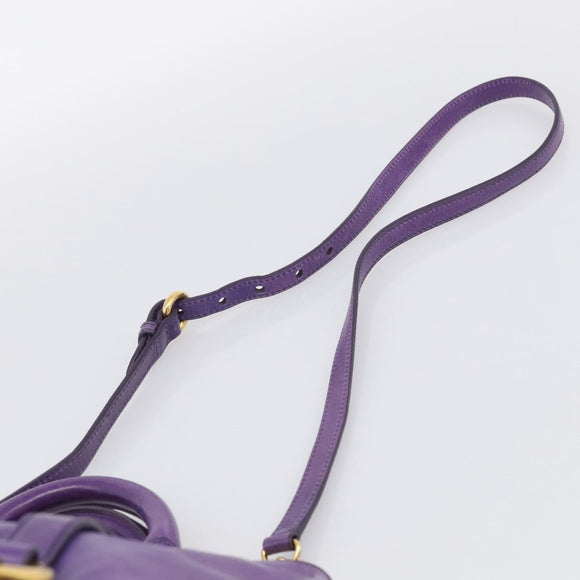 Miu Miu Hand Bag Leather Purple Gold Tone RN0685 Auth am13060V