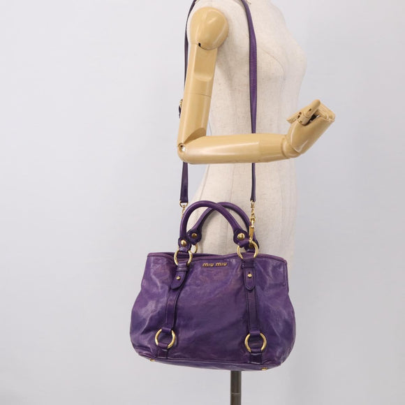 Miu Miu Hand Bag Leather Purple Gold Tone RN0685 Auth am13060V