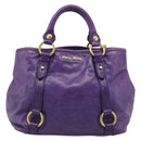 Miu Miu Hand Bag Leather Purple Gold Tone RN0685 Auth am13060V-2