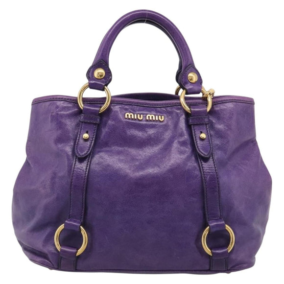 Miu Miu Hand Bag Leather Purple Gold Tone RN0685 Auth am13060V