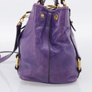 Miu Miu Hand Bag Leather Purple Gold Tone RN0685 Auth am13060V-5