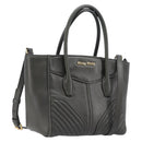 Miu Miu Biker Hand Bag Leather Khaki Gold Tone 5BA145 Auth am13062V-1