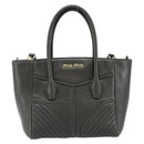Miu Miu Biker Hand Bag Leather Khaki Gold Tone 5BA145 Auth am13062V-2