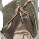 Miu Miu Biker Hand Bag Leather Khaki Gold Tone 5BA145 Auth am13062V-22
