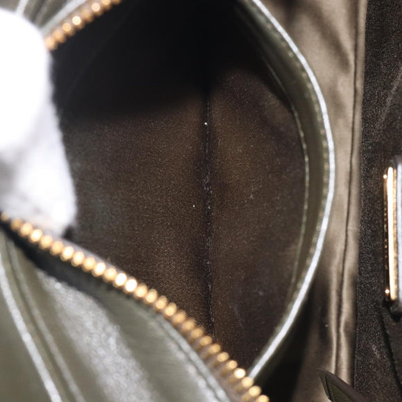 Miu Miu Biker Hand Bag Leather Khaki Gold Tone 5BA145 Auth am13062V