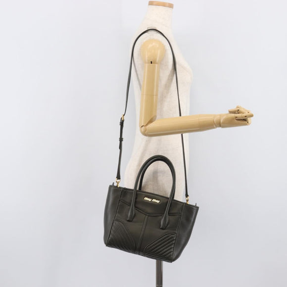 Miu Miu Biker Hand Bag Leather Khaki Gold Tone 5BA145 Auth am13062V