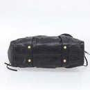Miu Miu Side Ribbon Hand Bag Leather Black Gold Tone RT0383 Auth am13065V-11