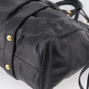 Miu Miu Side Ribbon Hand Bag Leather Black Gold Tone RT0383 Auth am13065V-14