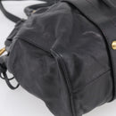 Miu Miu Side Ribbon Hand Bag Leather Black Gold Tone RT0383 Auth am13065V-15