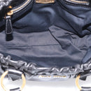 Miu Miu Side Ribbon Hand Bag Leather Black Gold Tone RT0383 Auth am13065V-18