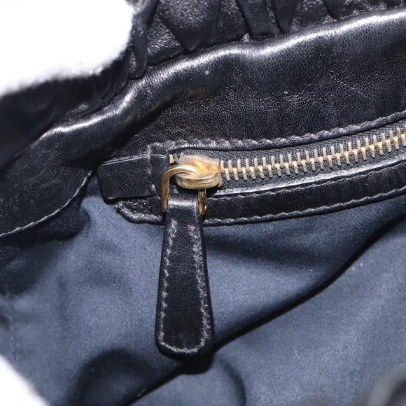 Miu Miu Side Ribbon Hand Bag Leather Black Gold Tone RT0383 Auth am13065V