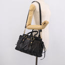 Miu Miu Side Ribbon Hand Bag Leather Black Gold Tone RT0383 Auth am13065V-24
