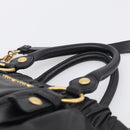Miu Miu Side Ribbon Hand Bag Leather Black Gold Tone RT0383 Auth am13065V-8
