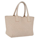 Bottega Veneta INTRECCIATO Cabas PM Tote Bag Leather Ivory 161357 Auth am13069A-1