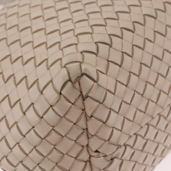 Bottega Veneta INTRECCIATO Cabas PM Tote Bag Leather Ivory 161357 Auth am13069A