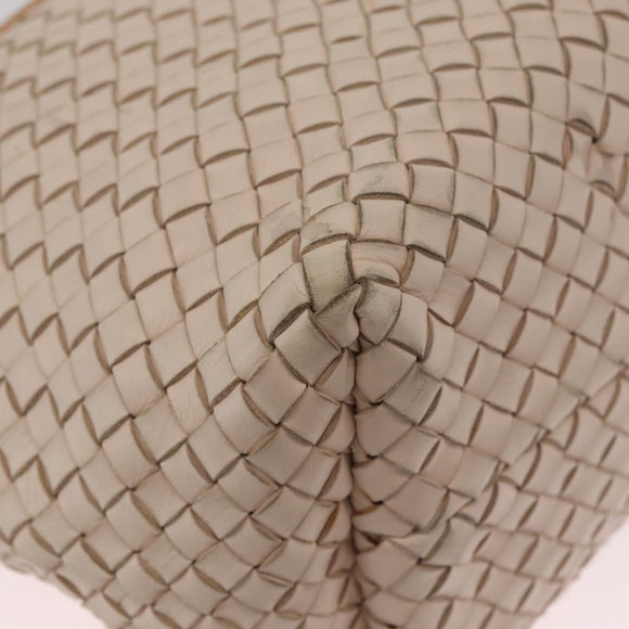 Bottega Veneta INTRECCIATO Cabas PM Tote Bag Leather Ivory 161357 Auth am13069A