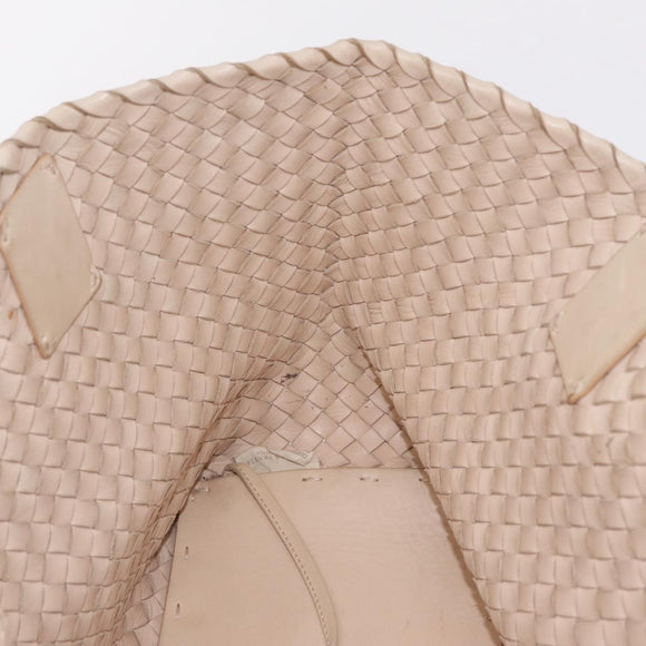 Bottega Veneta INTRECCIATO Cabas PM Tote Bag Leather Ivory 161357 Auth am13069A