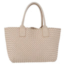 Bottega Veneta INTRECCIATO Cabas PM Tote Bag Leather Ivory 161357 Auth am13069A-2