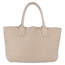 Bottega Veneta INTRECCIATO Cabas PM Tote Bag Leather Ivory 161357 Auth am13069A-3